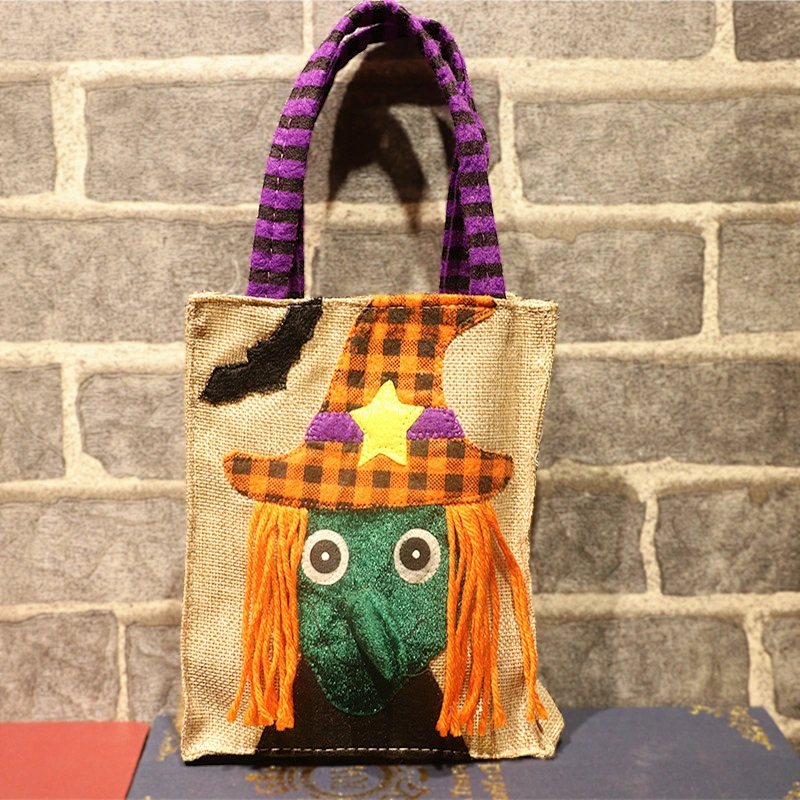 Halloween Cartoon Non-woven Llinen Tote Bag Pumpkin Witch Spider Party Decorated Kids Trick or Treat Candy Bag