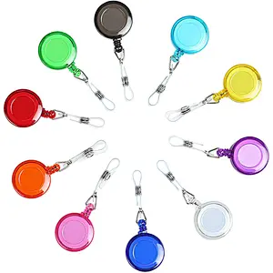 Custom logo High quality ABS Plastic Casing Retractable Badge Reels Carabiner Reel Clip On ID holders Keychain