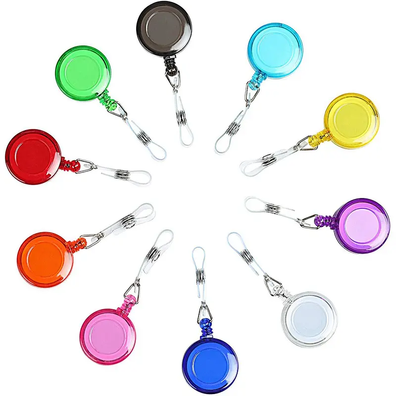 Custom logo High quality ABS Plastic Casing Retractable Badge Reels Carabiner Reel Clip On ID holders Keychain