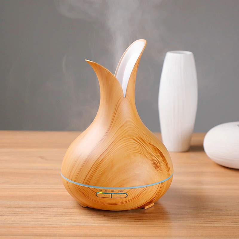 modern wood grain humidifiers with timer cute large capacity essential oil aroma diffuser color changing auto shut off