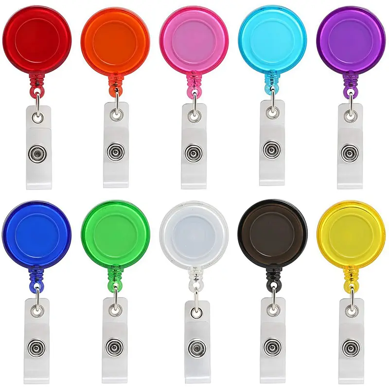 High quality Custom Packing ABS Plastic Casing Badge Reels Carabiner Reel Clip On ID holders Keychain