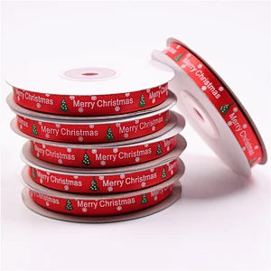 Wholesale high quality Custom logo silk screen printing Christmas celebrate ribbons