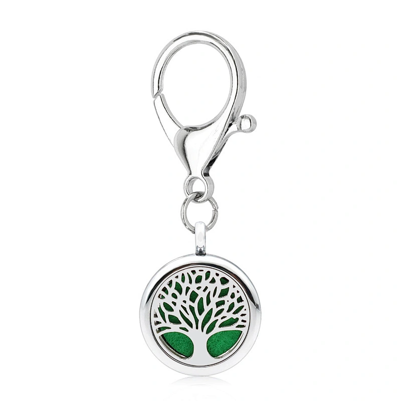Hot selling Fashion Metal zinc Alloy Stainless steel Life tree Diffuser Keychains Nickle Free