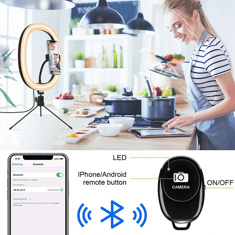 Hot sale 10 inch LED selfie ring light with Tripod stand remote control dimmable