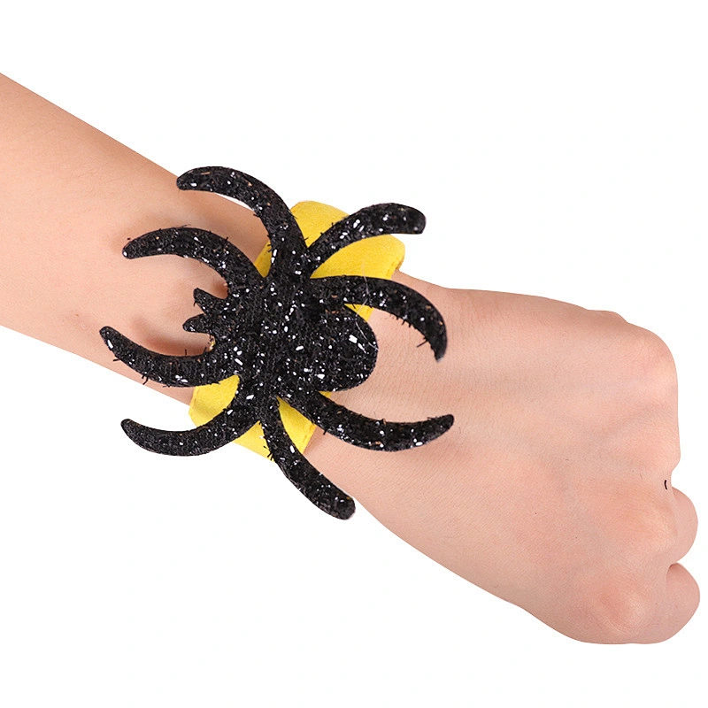 Halloween Felt Skulls Wrist Slap-ring gift Pumpkin Bat Ghost Bracelet  Wristband Halloween Party Decorations For Kids