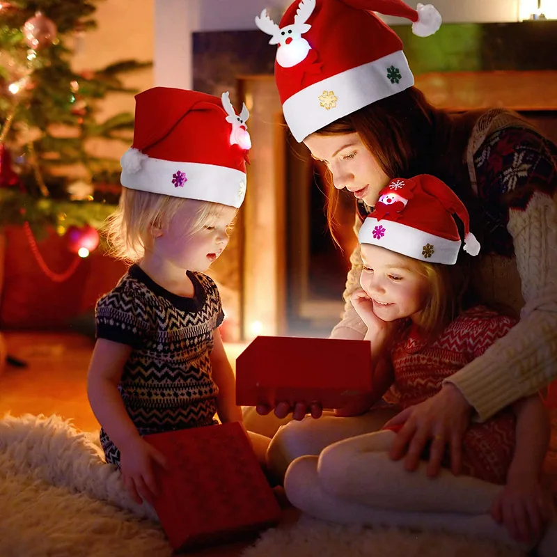 Christmas decorations Holiday gifts Decals cartoon decorations Santa Snowman Christmas Hat with light