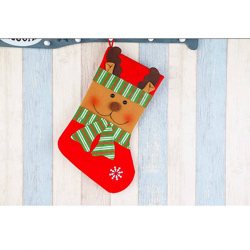 Wholesale 2020 hot selling New Year Santa Snowman Christmas socks cloth gift Plush Candy Bags