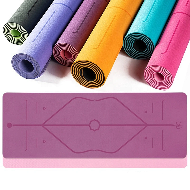 TPE Non-slip custom advertising promotion Yoga pad Fitness Tasteless Pilates Mat Gym Exercise Sport Mats Pads Posture Line Yog