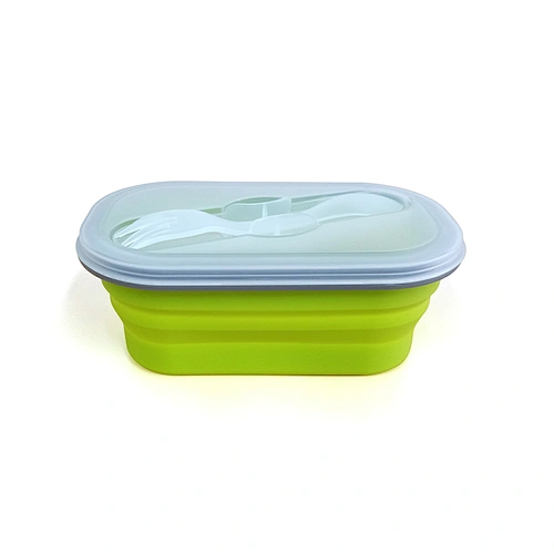 Promotional Gift Hot Sale Food Grade BPA Free Collapsible  Silicone Food Storage Container Plastic Spoon Lunch Box