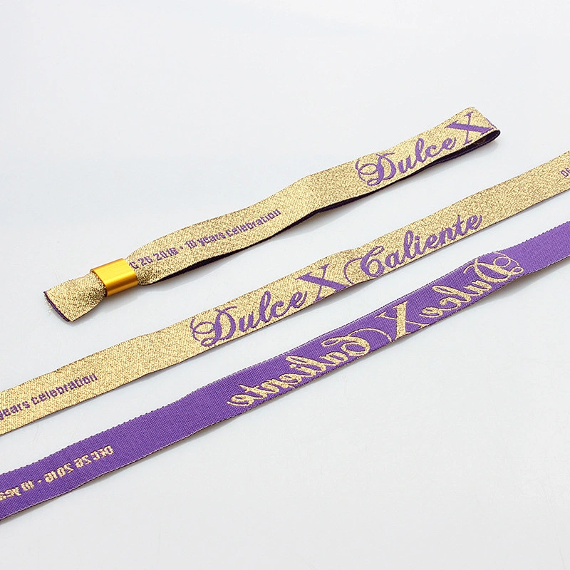 Custom advertise  logo polyester fabric festival one-time use slide lock wristband