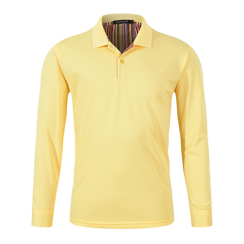 2020 New Autumn Customized blank Polyester / Cotton Knitted Men Casual long Sleeve polo T-shirts