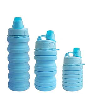 Custom Eco-friendly Leakproof Foldable Silicone Outdoor Sport Collapsible Water Bottle Silicone BPA free Telescopic cup