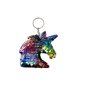Hot sale Fashion Cute custom promotion gift glitter heart shaped mermaid tail unicorn sequin keychain