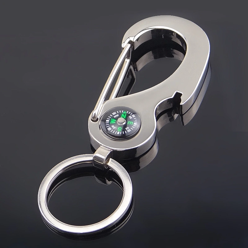 Multi-functional Mini Metal Key Chain Compass Bottle Opener Souvenir Promotional Gift Engraving Logo Silver Color Key Chains