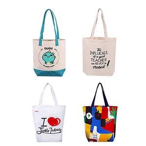 High quality Tote bags customizable printed cotton canvas fashion  natural cotton tote bag for women shopping