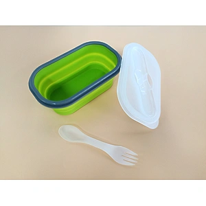 Promotional Gift Hot Sale Food Grade BPA Free Collapsible  Silicone Food Storage Container Plastic Spoon Lunch Box
