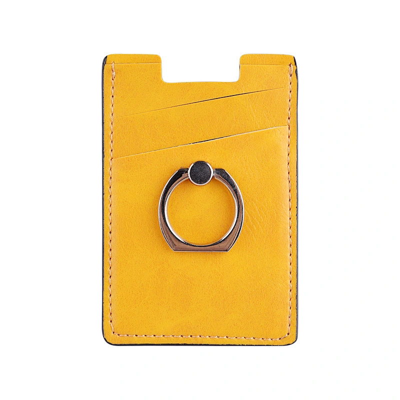 Promotional gifts custom logo PU leather RFID Blocking phone case credit card holder with 360 Degree Rotating ring kickstand