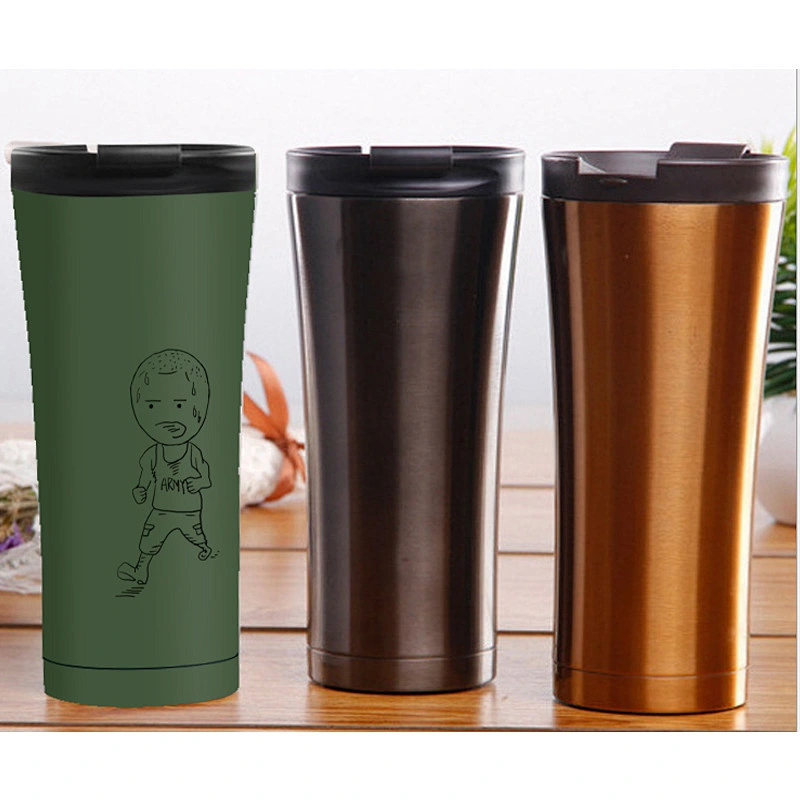 Car water bottle custom logo double wall stainless steel insulated  leak-proof with  lid