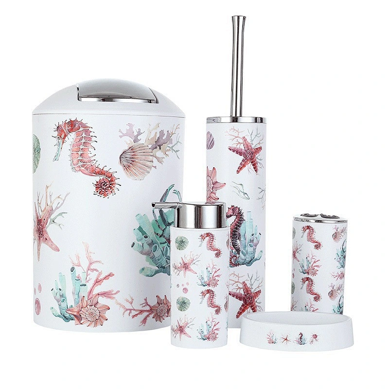 Modern Design Custom high Quality Unique Plastic Bathroom Accessories Six-piece Sets