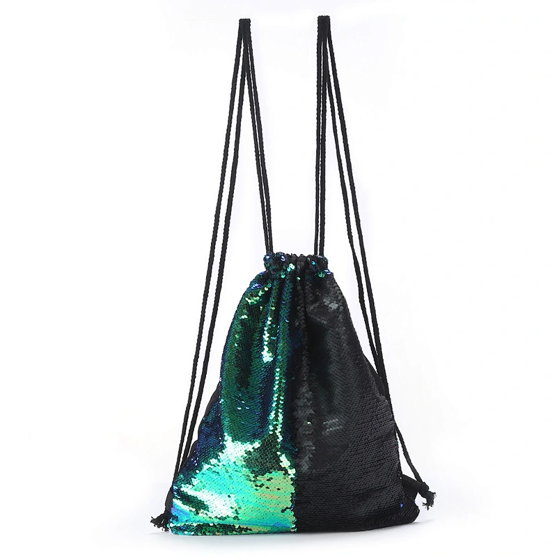 Fashion 2021 New Customized  Mermaid Sequins Backpacks for Ladies Colorful Outdoor Sequins Drawstring Bags