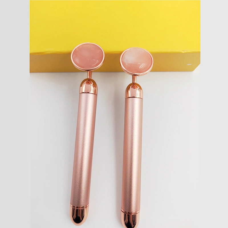 High Quality Custom Electric 24K gold Natural Jade stone Face Massage Roller Facial  Massage Skin Care