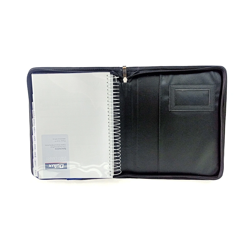 2020 new Custom logo Top Grade Office Use Meeting Corporate Diary PU Leather Agenda Zipper Notebook promotion gift notebook