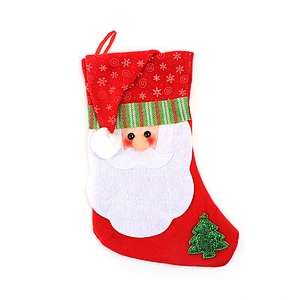 2020 Hot Selling New Year Santa Snowman Christmas Elk Socks Cloth Gift Plush Candy Bag