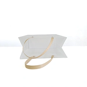 Custom Fashion Bags PP Packing Bag With Plastic Handle Portable PP Transparent promotion Gift Packaging Bag