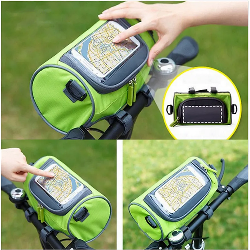 Custom cylindrical bike saddle bag waterproof touch screen bag storage of cellphone key money single-shoulder phone bag