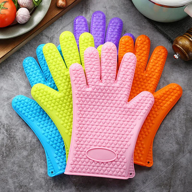 100% Food Grade Heat Resistant BBQ Grill Cooking microwave kitchen Silicone oven Glove