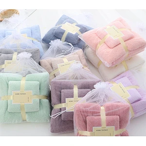 Wholesale pure color soft microfiber coral fleece luxury bath towel custom gift Coral fleece bath towel