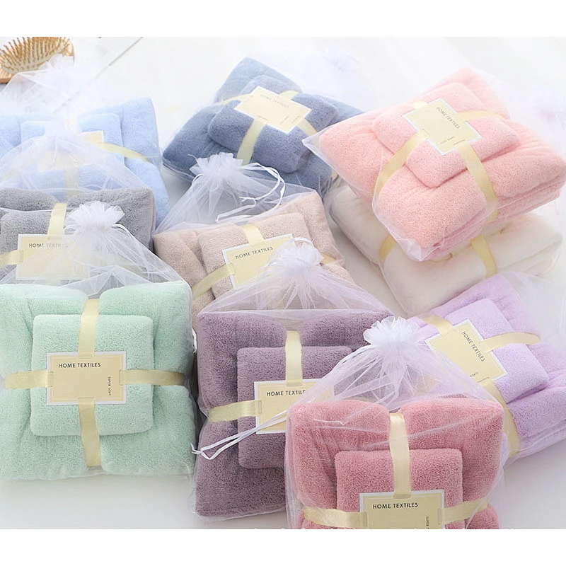 Wholesale pure color soft microfiber coral fleece luxury bath towel custom gift Coral fleece bath towel