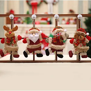custom Little doll dancing old man snowman deer bear cloth art puppet small hanging decorations Christmas tree accessories