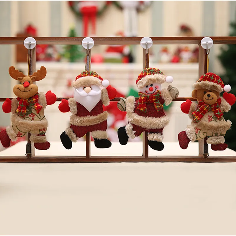 custom Little doll dancing old man snowman deer bear cloth art puppet small hanging decorations Christmas tree accessories