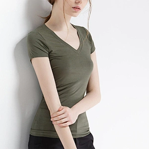 High Quality Custom logo Short Sleeve V-Neck  Women's T-Shirt activities promotion team wear T-Shirt
