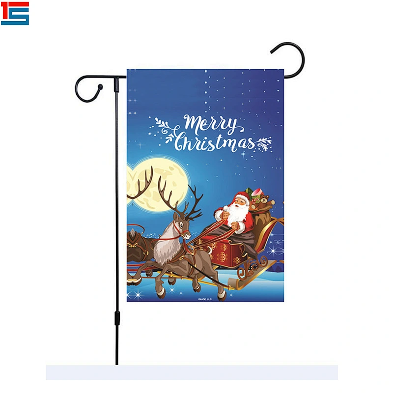 Hot sell high quality Double Sided printing Polyester seasonal Merry Christmas garden flags