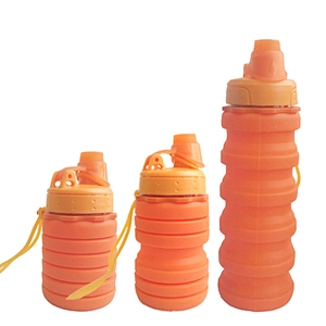Custom Eco-friendly Leakproof Foldable Silicone Outdoor Sport Collapsible Water Bottle Silicone BPA free Telescopic cup