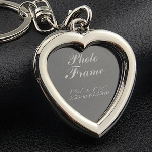 Hot Sale Promotional Gift Mini Metal Key Chain High Quality Photo Frame Engraving Logo Souvenir Memory Sliver Color Key Chain