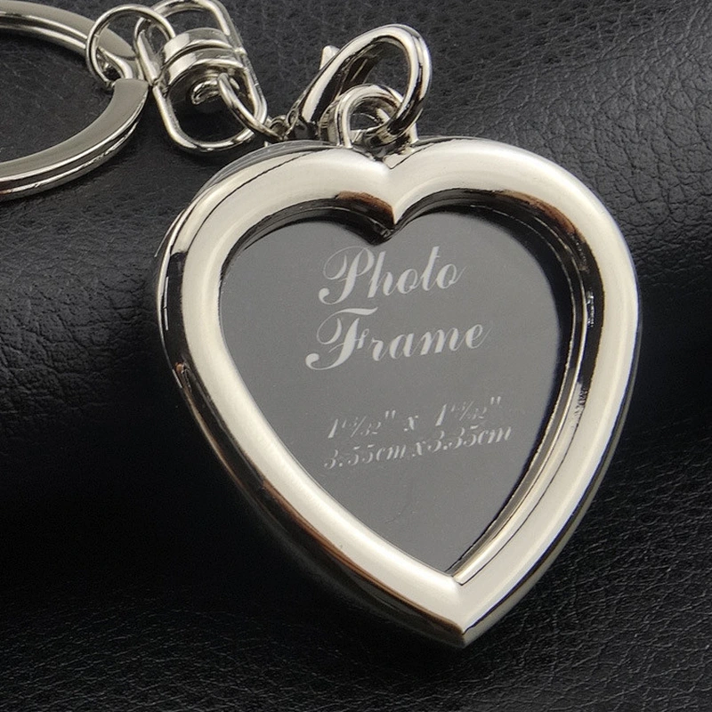 Hot Sale Promotional Gift Mini Metal Key Chain High Quality Photo Frame Engraving Logo Souvenir Memory Sliver Color Key Chain
