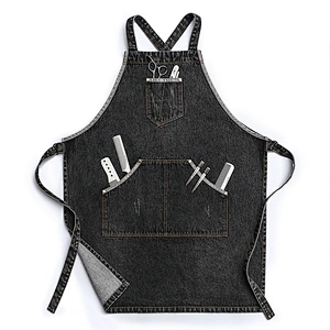 Custom cotton denim fabric Apron with  Pockets Jean Apron advertising promotion  Hairstylist tool/chef Apron