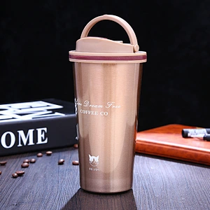 double wall insulated water bottle coffee cup with lid  304 stainless steel vacuum tumbler