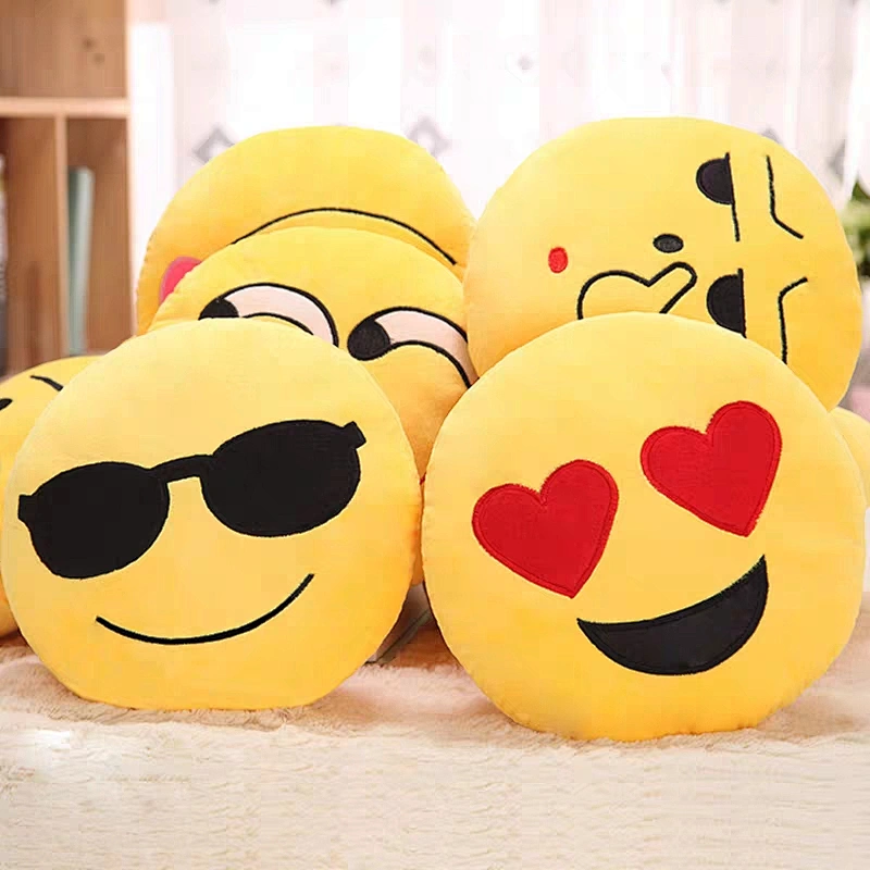 Yellow face cushion Plush Pillow Kawaii Soft Toys Smiley Cushion Funny Emotional Face For Children