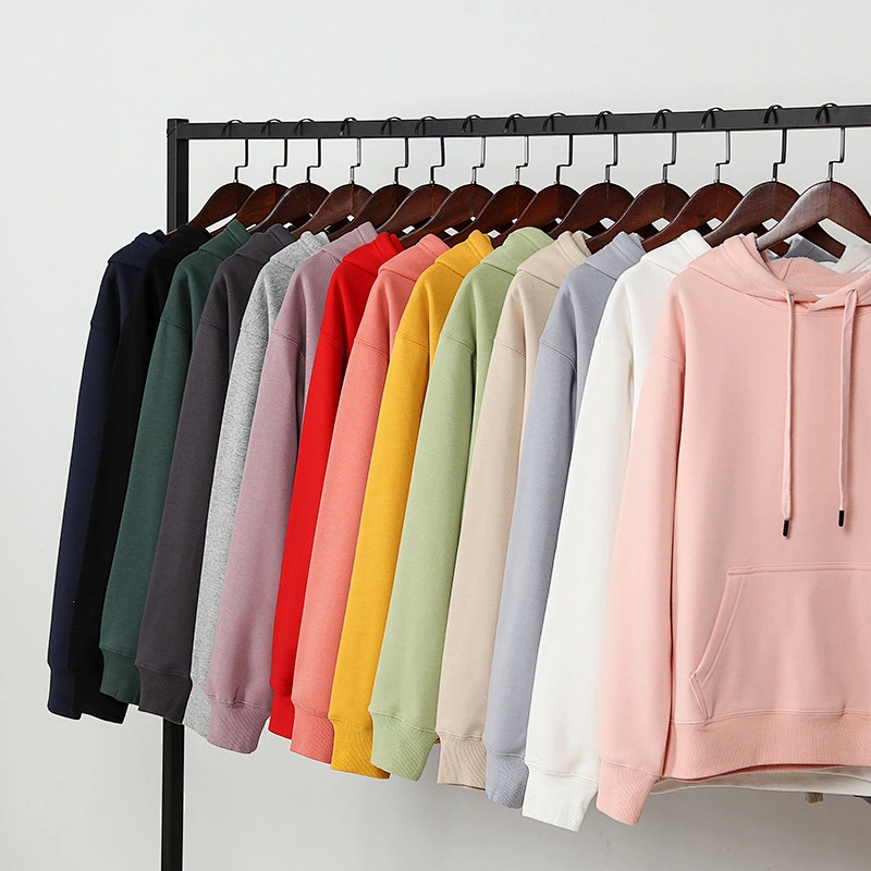 Fashion OEM custom heavyweight plain mens and women's hoodies multi-color 350g fleece jumper