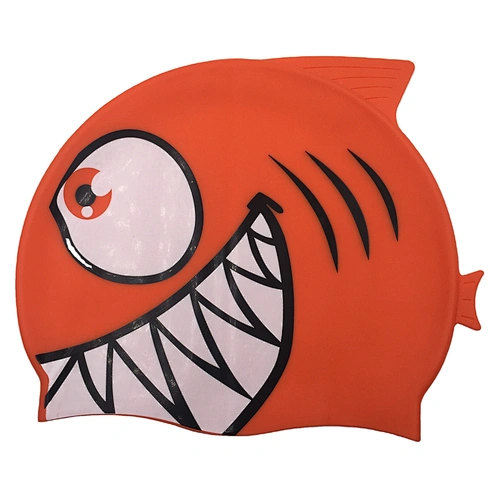 Promotional Gift Hot Sale Carton Silicon Child Diving Waterproof Swimming Cap Fish Shark Pattern Swimming Hat