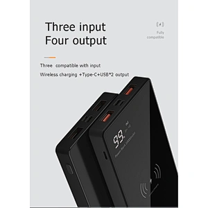 Fashion tempered glass surface mobile charger 10000 mah power bank  Wireless charging portable power bank