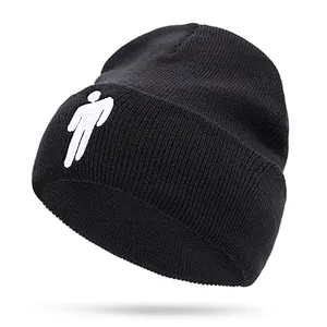 Wholesale Fashion adult custom embroidery logo billie eilish acrylic knitting beanie  winter hats