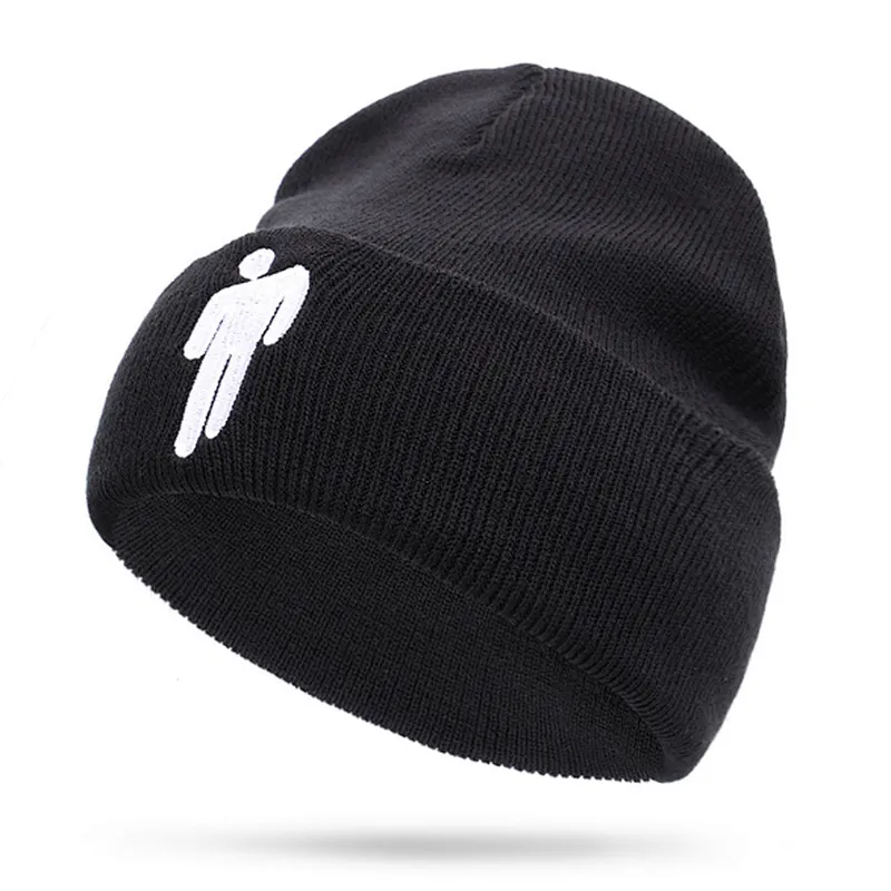 Wholesale Fashion adult custom embroidery logo billie eilish acrylic knitting beanie  winter hats