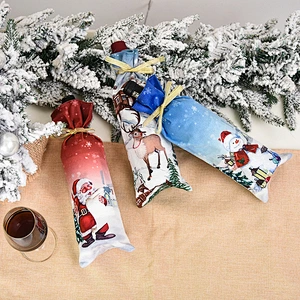 New Christmas decoration wine set creative cartoon printing Santa Claus wine cover