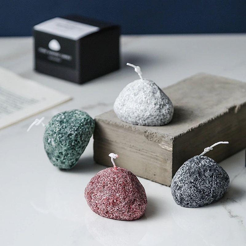 Custom Smokeless 3 oz Stone Shaped Ice Flower Scented Candle Aromatherapy Fragrance Home Decoration Gift Box Scented Candle