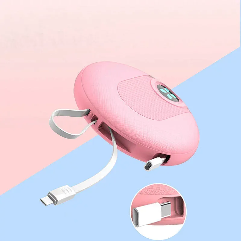 Newest custom gift   Portable Round Built-in Cable Power Bank  Mobile Phone10000mah Power Bank
